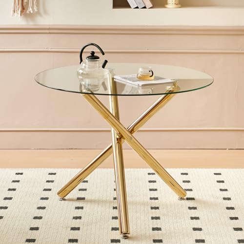 Lecut Round Glass Dining Table for 2 to 4 Person,