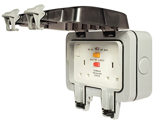 Bg Weatherproof IP66 2 Gang 13A DP RCD Switched Socket Latching (329977)