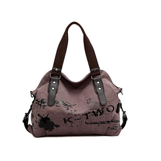 Bolsa de mão feminina casual vintage Hobo Canvas bolsa de ombro bolsa de uso diário bolsa de compras, Roxa, 19.68''H* 15.74''L* 6.29''W