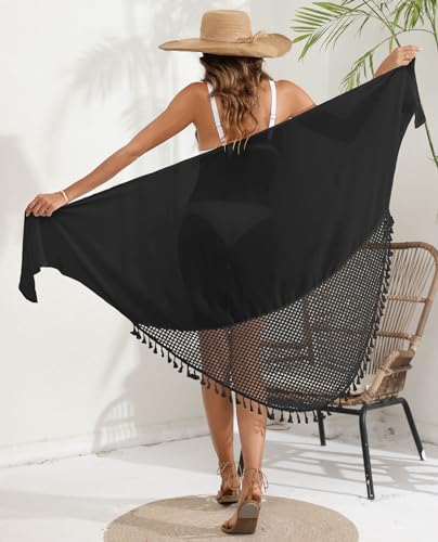 Image of ZAFUL Boho Beach Cover Ups for Women Sarong Coverups Sheer Bikini Chiffon Wraps Skirts for Swimwear