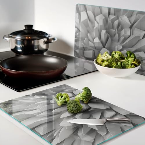 Planche à découper en verre grand format résistant à la chaleur effet 3D - 4