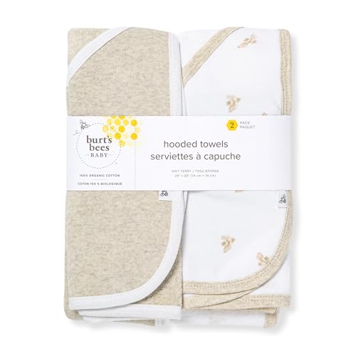 Image of Burt's Bees Baby Infant Hooded Towels, Unisex Bath Essentials, 2-Pack