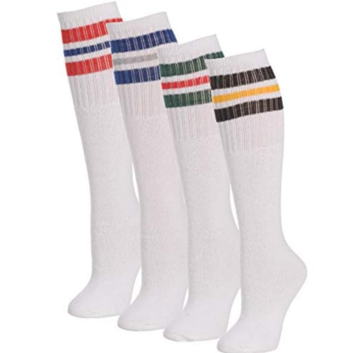 C&A COLLECTION Classic white strip Tube sports socks 13x15 (4 pairs)