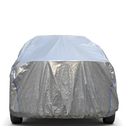 Image of 100% Waterproof Car Body Cover Compatible with Renaults Triber (2015 to 2026), with Mirror Pockets, Long Lasting Strong Durable Material, Bottom Elastic Triple Stitched (Silver)