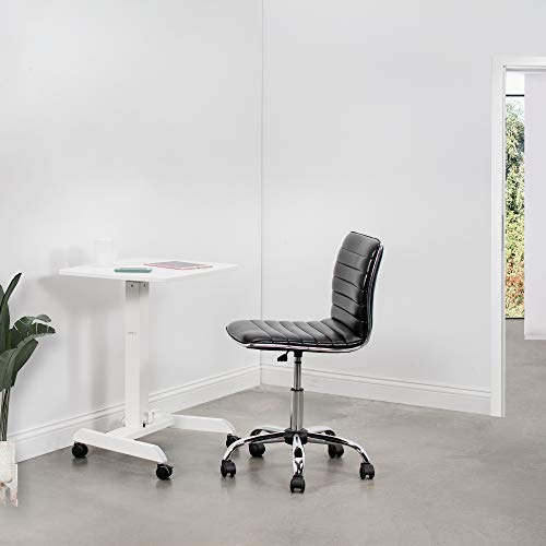 Vivo Mobile Compact 24 Inch Pneumatic Foot Pedal Sit To Stand Laptop Desk, Rolling Presentation Cart, Height Adjustable Ergonomic Workstation With Locking Wheels, White, Cart-V00Lw #TOP6