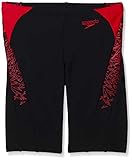 Speedo Jungen Boom Splice Schwimmhose, Schwarz/Feuerwehr-Rot, 116 cm (5-6 Jahre)