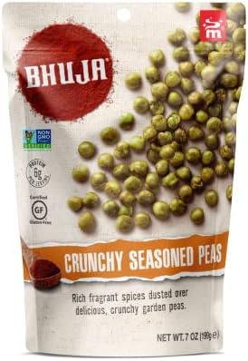 Majans Bhuja Gluten Free Snack Mix, Non-GMO, No Preservatives, Vegetarian Friendly, No Artificial Colors or Flavors, Crunchy Seasoned Peas, 7 Ounce (Pack of 6)