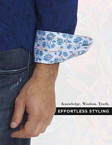 Robert Graham Men’s Hanging Gardens Woven Shirt, Long-Sleeve Button-Up Shirt For Men, Large, Navy #TOP4