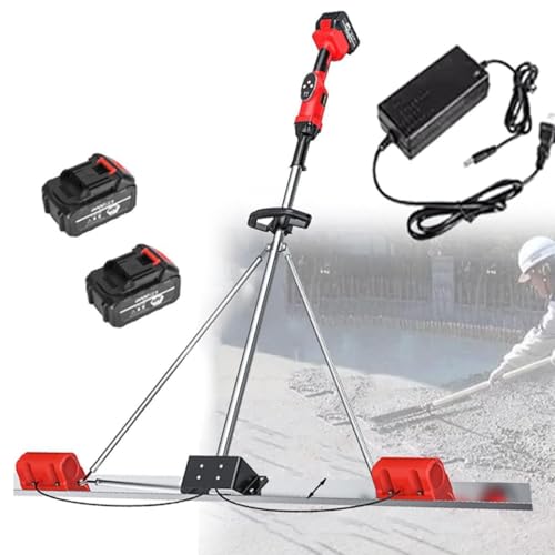 Kit vibrante per massetto in calcestruzzo, strumento di finitura del calcestruzzo, 2 righelli vibranti per livellamento del calcestruzzo alimentati a batteria, macchina vibrante per la finitura 1.8M