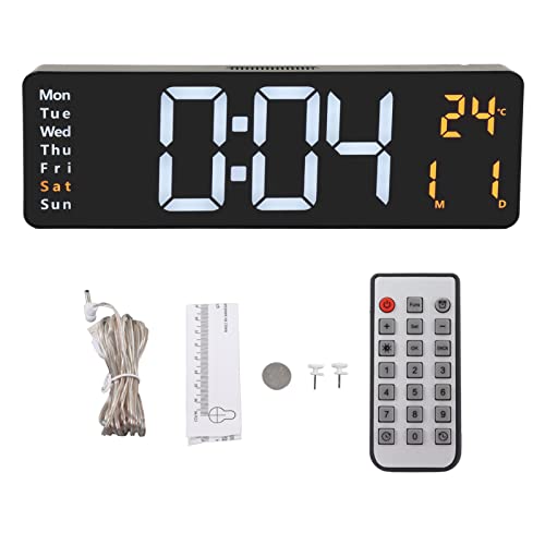 Horloge numérique LED grand écran télécommande murale pour bureau - 7