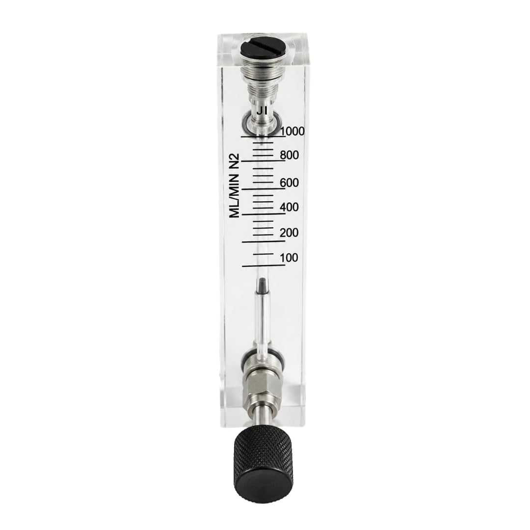 "Ji" Japsin Instrumentation Acrylic Tube Rotameter for Nitrogen (N2), Range 0 to 1000 ML/MIN, Connection 1/4" BSP (F) SS at Side Top & Bottom with Control Valve-image-24