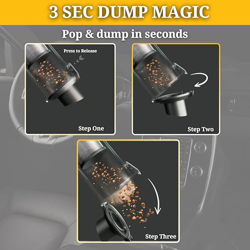 Image of Car Vacuum Portable Cordless 20000Pa Powerful Handheld, Mini, Hoover Cleaner, 3 Speed Suction, Easy Empty, Rechargeable 7800mAh, Blower Inflator Deflator, Car Cleaning Kit