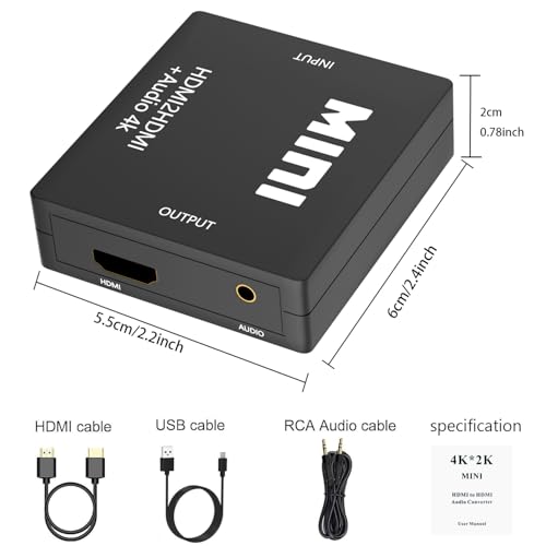 image for BJardinier HDMI Audio Extractor Splitter,HDMI to 3.5mm Audio Adapter, 