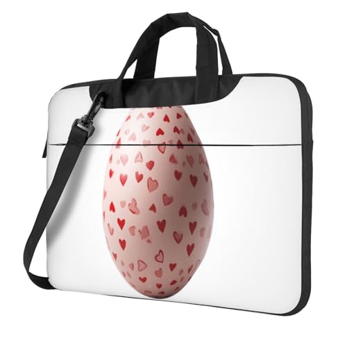 Housse ordinateur portable 15.6 pouces rembourrée avec motif œuf de Pâques et cœurs