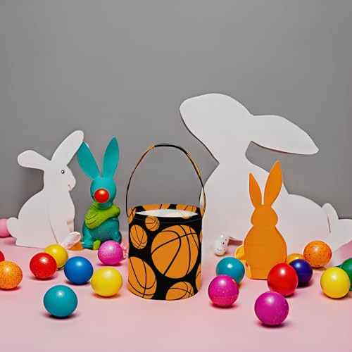 Image of Basketball Easter Bucket Easter Basket for Kids Baby Storage Basket Cute Toy Storage Bin Organizer Shelf Book Basket Easter Room Decor(Basketball)