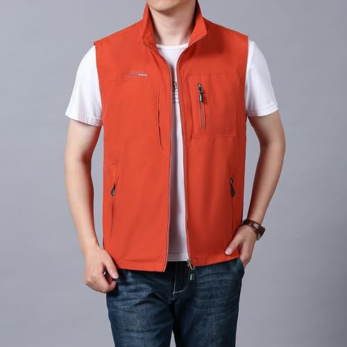 Image of Lightweight Outdoor Vest Jacket for Men, Windbreaker for Golf, Safari, Travel, Fishing, Hiking