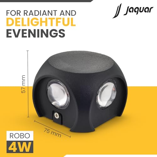 Image of Jaquar 4-Watt Robo Oval 4-Way Up-Down Outdoor LED Light Fixture | Waterproof IP65 | Warm White Aluminum Wall & Step Light | Pack of 1