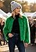 Zando Green Fur Coat Women - Green Faux Fur Jacket Women Formal Long Sleeve Pockets Shaggy Cropped Jacket Womens Fluffy Warm Winter Coats 2025 for Daily Weddings Parties Office S