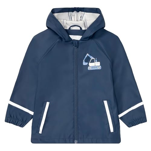 Toddler Boys Girls Hooded Cartoon Printed Rainproof Jacket Zip Reflective Stripe Rain Coat With Kids Umbrella