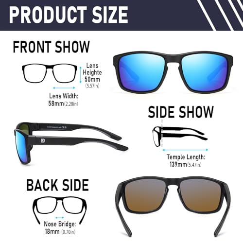 DUCO Polarized Sunglasses for Men and Women Retro Square UV400 Protection Lightweight Frame Driving Sun Glasses DC62883