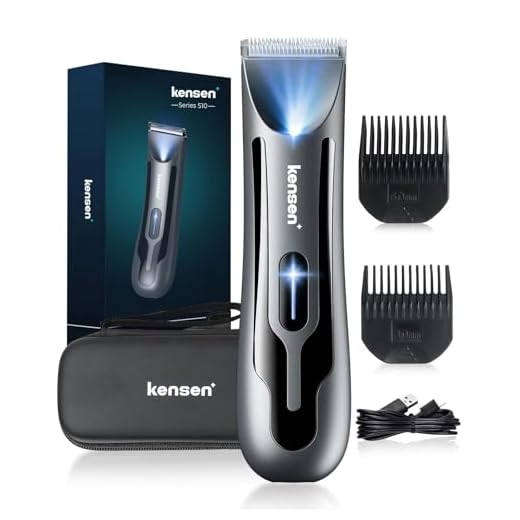 Body Hair Trimmer for Men, KENSEN Electric Groin Hair Trimmer, Rechargeable Ball Shaver Groomer, Replaceable Ceramic Blade Heads, Waterproof Wet/Dry Clippers, Male Pubic Hair Hygiene Razor