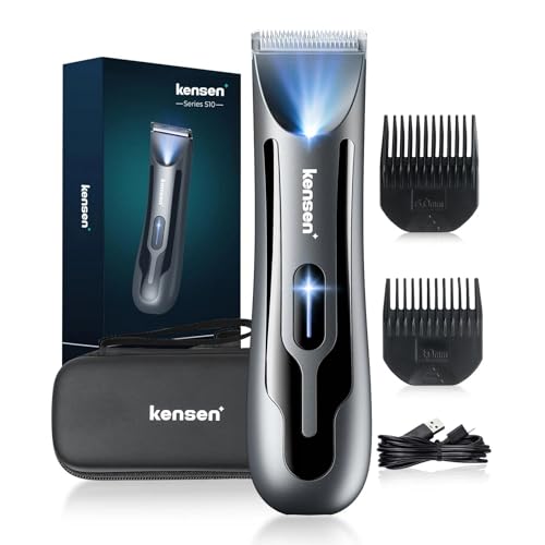 kensen Body Hair Trimmer for Men - Groin & Pubic Hair Trimmer with LED Light, Manscape Body Shavers...