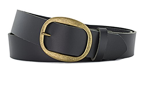 Naleeni Mens Black Leather Belt handmade in America with genuine
