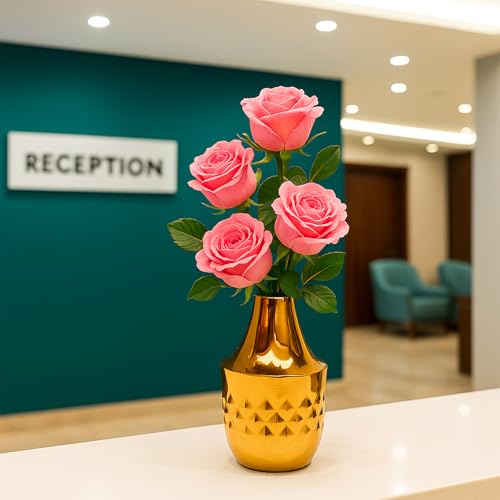 Image of Market99 Decorative Metal Flower Holder |Glossy Texture Golden Gourd-Shaped Vase with Diamond Design |Ideal Centerpiece for Home, Office, Events & More |Combines Festive Shimmer and Classy Design