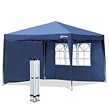 Sekey 3x3m Garden Gazebo/Gazebo Plegable/Gazebo/Fiesta y Dosel/Carpa y Festival/para jardín/Fiesta/Boda, con Paneles Laterales/Paredes Laterales, Azul Impermeable