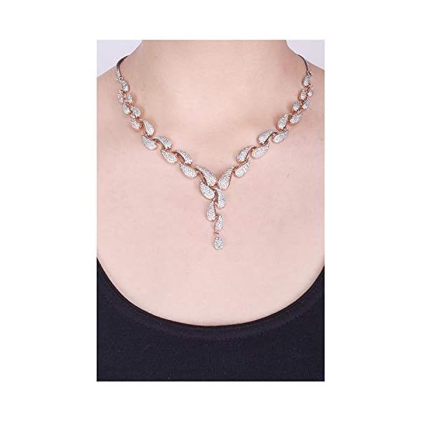 Ratnavali Jewels American Diamond CZ Rose Gold Plated Designer Jewellery Set/Necklace Set with Chain & Earring for Girls/Women (RV3382RG) - Image 6