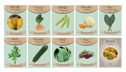 Vegetable, Flower, and Herb Seed Set - 10 Varieties of