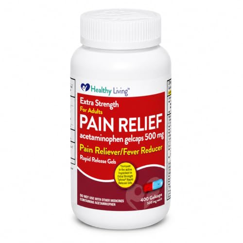 Healthy Living Extra Strength Acetaminophen Gelcaps for Pain Relief, 500mg, 400 Count