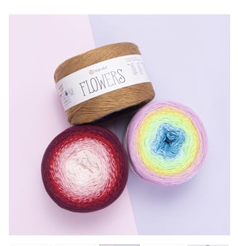 Image of Yarn Art YarnArt Flowers Yarn 55% Cotton 45% Acrylic 250gr 1094yds Multicolor Cotton Yarn Rainbow Crochet Yarn Spring Summer - 1 Fine Sport Skein (305)
