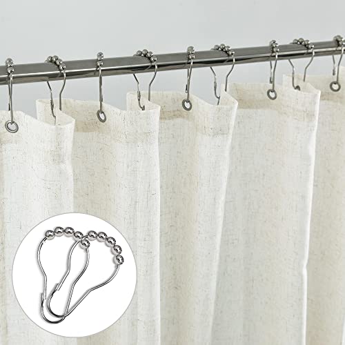 Koufall Linen Shower Curtain,Boho Farmhouse Shower Curtains For Bathroom,Bath Decor Natural Cloth Cotton Look Polyester Waterproof Fabric Shower Curtain Liner With Hooks Sets,Cream Ivory,72 X 72 Inch #TOP3