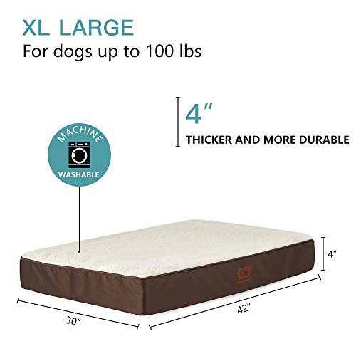 Sunstyle Home Orthopedic Foam Dog Bed For Large & X-Large Dogs Up To 100Lbs With Waterproof Removable Cover, Mattress Pet Mat Bed For Dogs & Cats - Orthopedic Egg Crate Foam Platform, Espresso #TOP1