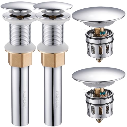 Pop Up Drain with anti-clogging strainer, vessel sink stopper (2-pack)