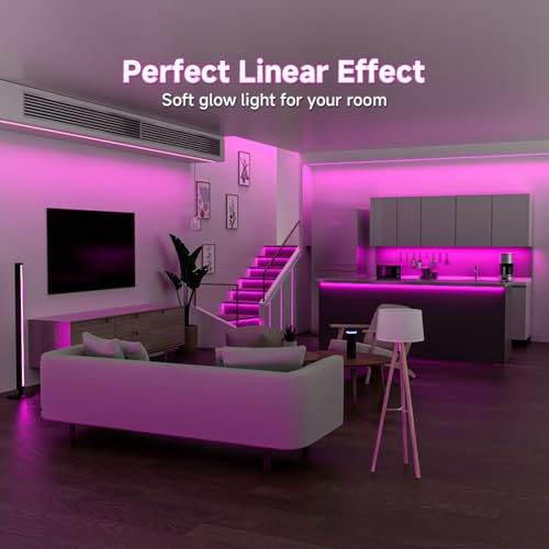 Image of 5V COB LED Strip Light Purple USB Flexible High Density COB Strips 320LEDs /m 6.56FT 8mm LED Tape for Under Cabinet Bedroom, No Controller /Power