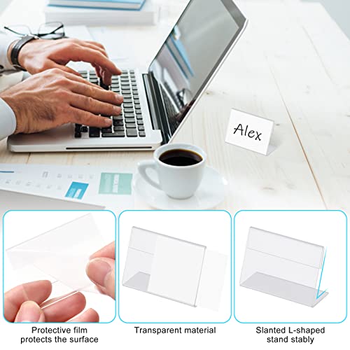 Zsxdc 36 Pcs Mini Clear Acrylic Sign Display Holder With 36 Pcs Blank Labels L Shape Sign Holders Price Name Card Tag Label Stands #TOP2
