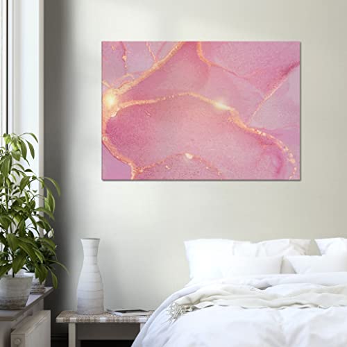 Art mural abstrait pour illuminer un mur sombre - Toile marbre rose