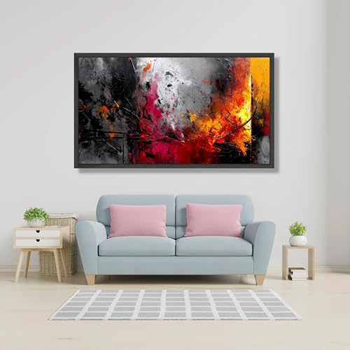 Tableau abstrait expressionniste encadré pour illuminer un salon moderne