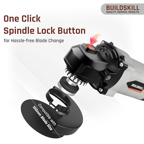 Image of BUILDSKILL 850W Angle Grinder Machine | 100MM | M10 | Spindle Lock | 11000 RPM Speed | Copper Motor | Two Position Detachable Handle | Compact & Lightweight Grinding Machine (6 Months Warranty)