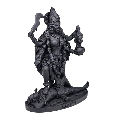 Image of MurtiHome Maa Kali Idol, Mahakali Devi Statue, Kalika Mataji Murti | 9 cm Tall Small Black Color Figure Made From UV Resin, Crafted by 3D Printer for Car Dashboard, Home, Office, Gift