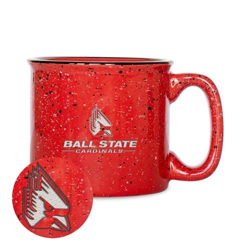 Rico Industries NCAA Ball State Cardinals Speckle 12oz Laser Engraved Campfire Mug