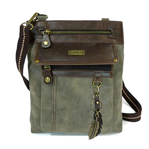 CHALA 2 in 1 Gemini Crossbody Purse/ Fanny Pack with Mini Metal Keychain (Dusty Grey- Feather)