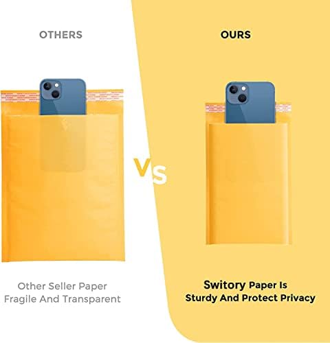 Switory Padded Envelopes Small 50pc 4X7 in(10.2x17.8cm) Yellow Bubble Mailers Self-Seal for Kraft Packaging Bags Gold Small Bubble Envelopes