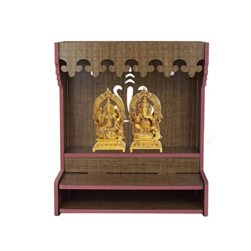 CrazyInk Handmade Beautiful Wooden Temple/Puja Mandir/Wall Hanging and Table Top Home Mandir Temple/Home Decor Beautiful Wooden Temple with LED Light-528 2