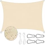 Rechteckiges Sonnensegel, wasserdicht, UV-Schutz, Markise mit Befestigungsset und kostenlosem Seil für den Außenbereich, Garten, Terrasse, Hof, Party, 3 x 4 m Sonnenschutzlösung