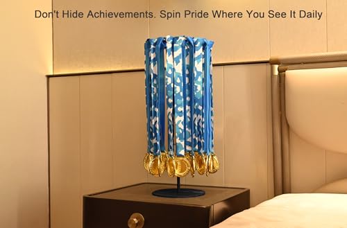 Image of Medal Hanger Display Rotating | Wall-Safe Tabletop Running Medal Stand Holds 45+ Race Medals | Heavy-Duty Metal Base with Quick Assembly Rack | Perfect for Marathon & Sports Awards Display
