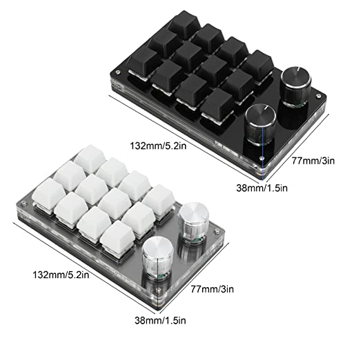 Arsor One Handed Programmable Mechanical Keyboard, 12 Keys Rgb Multifunctional Gaming Keypad Macro Keyboard With Knob Plug And Play For Windows(Black White) #TOP3