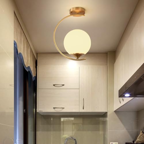 Plafonnier globe en or pour plafond bas, éclairage doux de couloir - 4